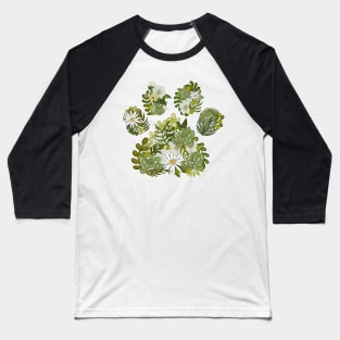 Cute Dog Paw Print Floral Print Baseball T-Shirt